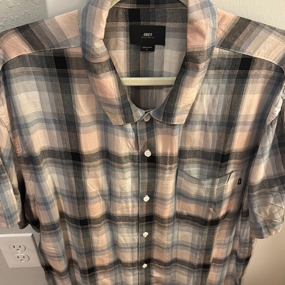 Obey Plaid Camp Shirt NWOT